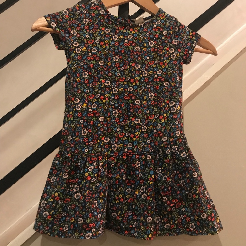 GAP 3y Flower Print Dress with Asymmetrical Detail